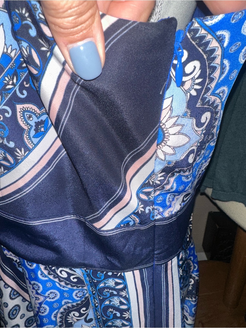 Eliza J Blue Patterned Halter scarf Maxi Dress 14 - Picture 3 of 7